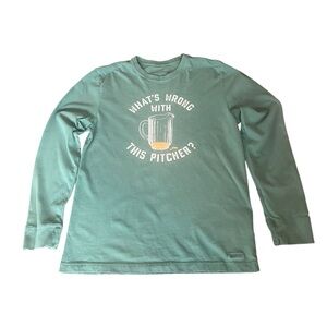 Unisex Life is Good Green Long Sleeve Graphic Tee Shirt - Size M